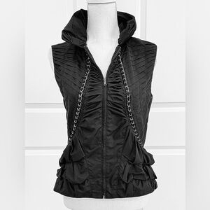 Elie Tahari Black Vest Top with Chanel Chain Detail